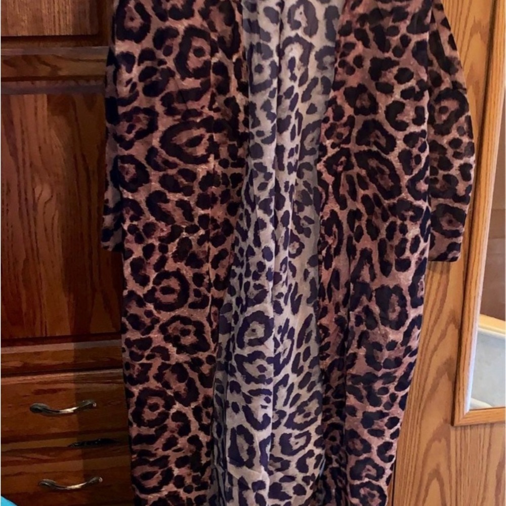 NEW WOMENS OPEN FRONT LEOPARD PRINT PLUS SIZE  KIMONO